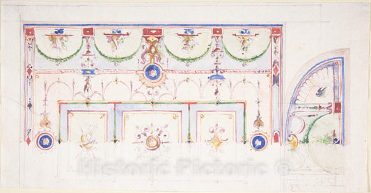 Art Print : Italian, 19th Century - Design for a Painted Ceiling 4 : Vintage Wall Art
