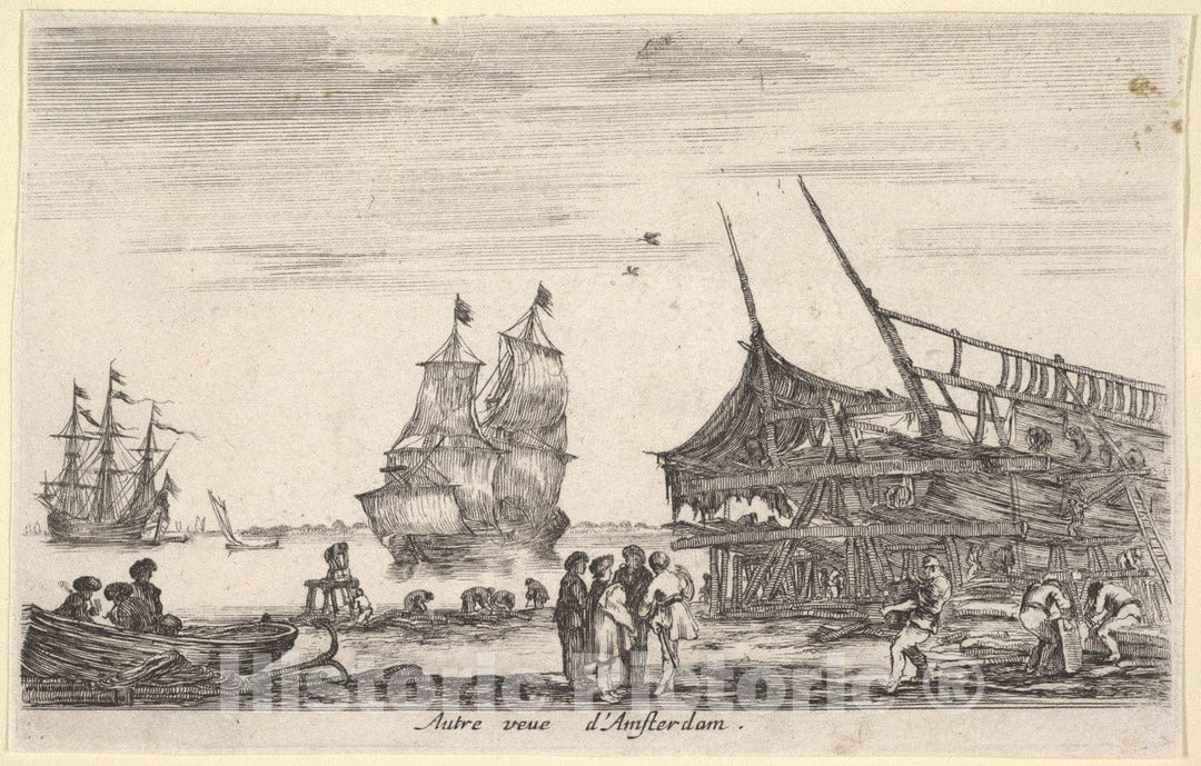 Art Print : Another View of Amsterdam - Artist: Stefano Della Bella - Created: 1647 : Vintage Wall Art