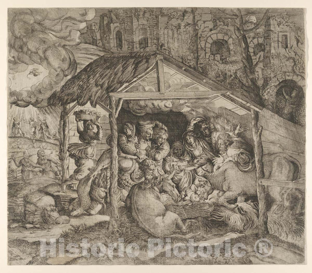 Art Print : Master I 0 V - Adoration of The Shepherds : Vintage Wall Art