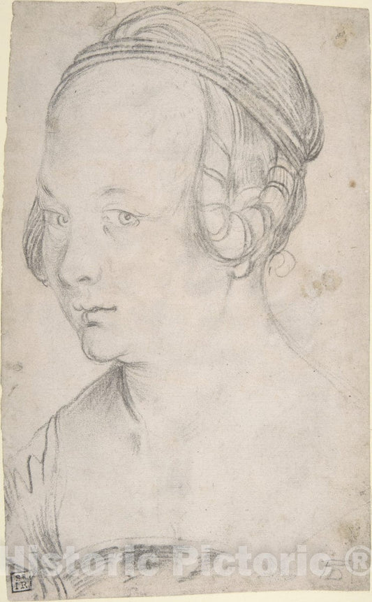 Art Print : Hans Baldung (Called Hans Baldung Grien) - Bust of a Young Woman : Vintage Wall Art