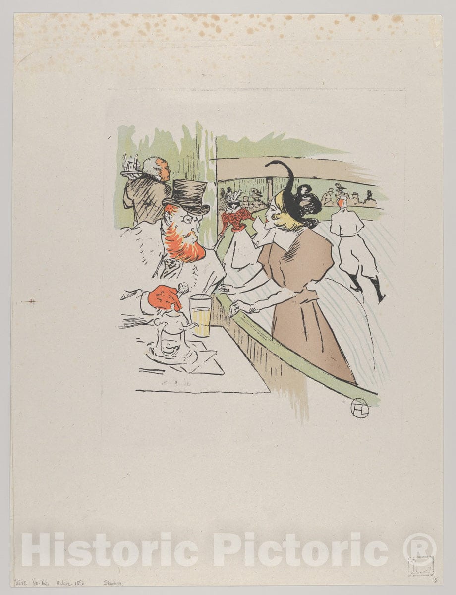 Art Print : Henri de Toulouse-Lautrec - Skating, from Le Rire, No. 62, 11 January 1896 : Vintage Wall Art