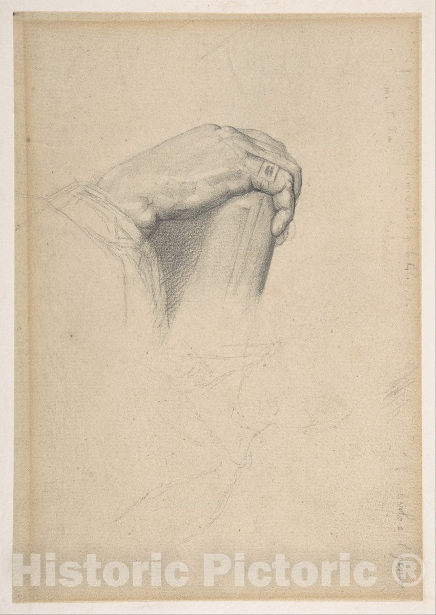 Art Print : Georges Seurat - The Hand of Poussin, After Ingres : Vintage Wall Art