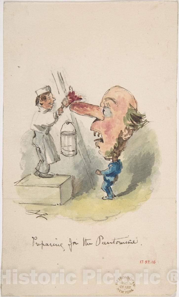 Art Print : John Leech - Preparing for The Pantomime : Vintage Wall Art