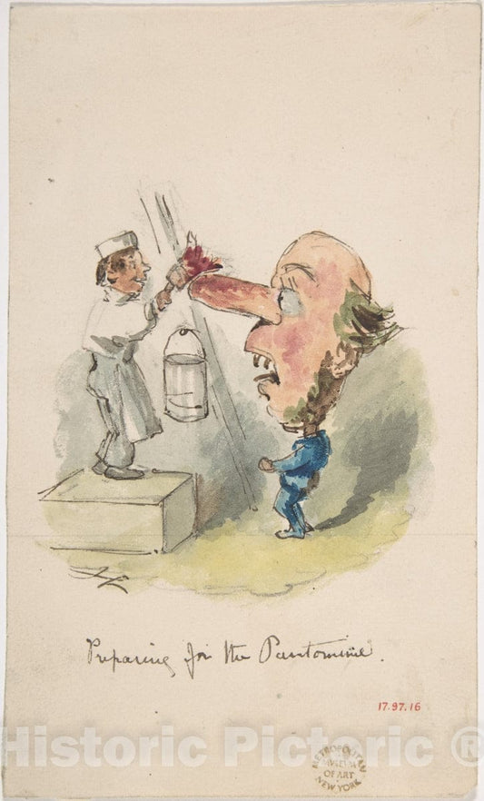 Art Print : John Leech - Preparing for The Pantomime : Vintage Wall Art