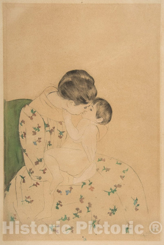 Art Print : Mary Cassatt - Mother's Kiss 2 : Vintage Wall Art