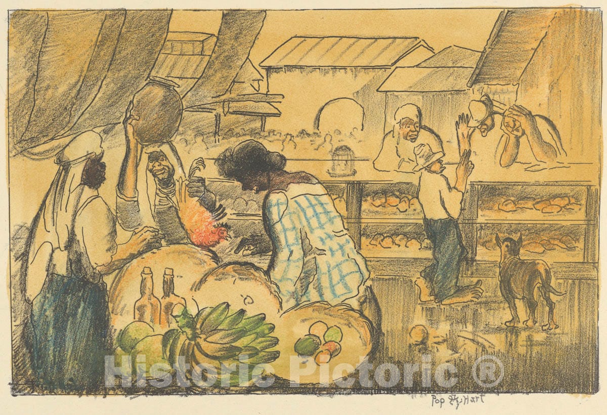 Art Print : George Overbury Pop Hart - Market Place Santo Domingo : Vintage Wall Art