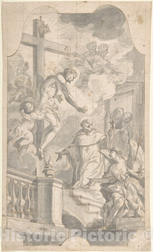 Art Print : Johann Georg Wolcker - Christ Appearing to St. Bernard : Vintage Wall Art