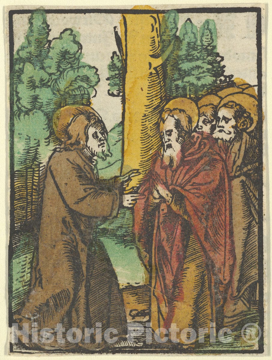 Art Print : Hans Schäufelein - Christ Teaching The Disciples, 1, from Das Plenarium 1 : Vintage Wall Art