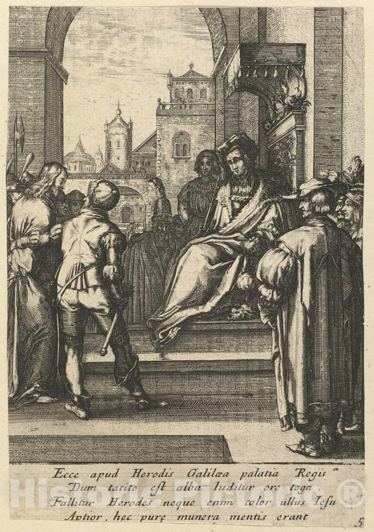Art Print : Nicolas Cochin - Christ Before Pilate, from The Passion of Christ : Vintage Wall Art