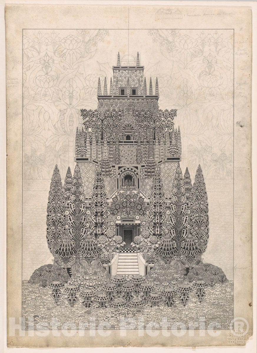 Art Print : Herbert E. Crowley - A Fantastic Tiered Structure : Vintage Wall Art