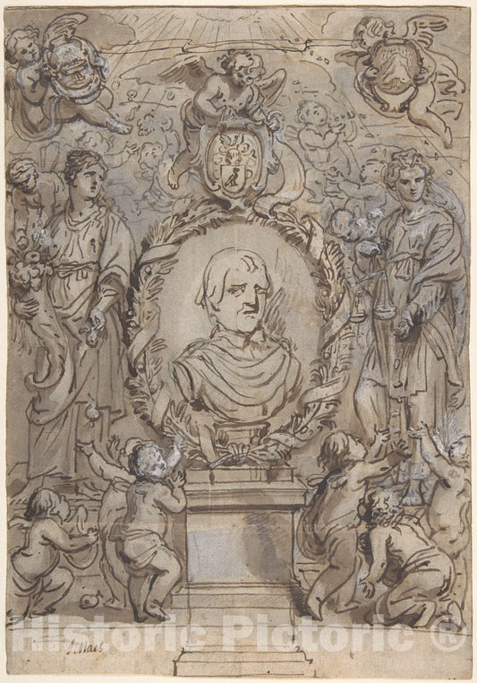Art Print : Abraham Van Diepenbeeck - Design for a Title Page : Vintage Wall Art