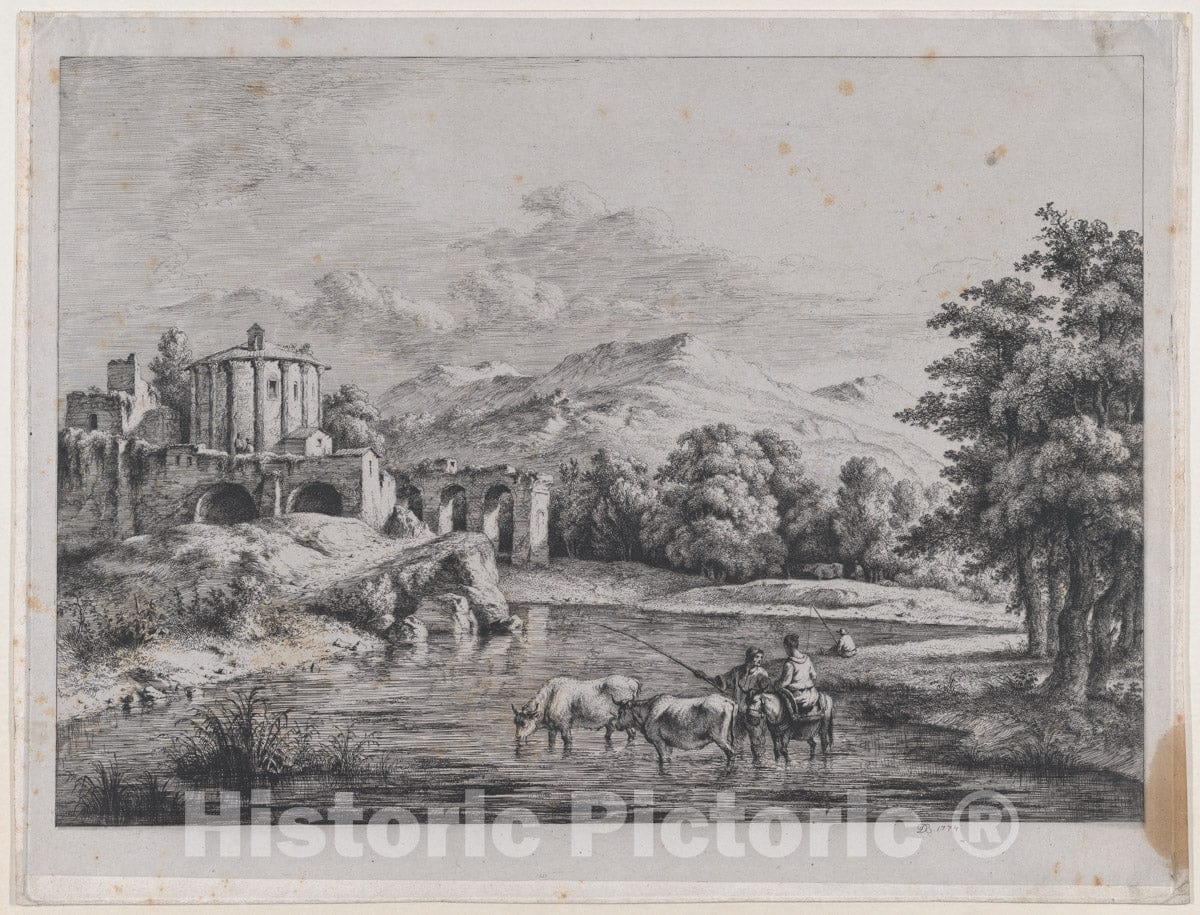Art Print : Jean Jacques de Boissieu - View of The Temple of Vesta 2 : Vintage Wall Art