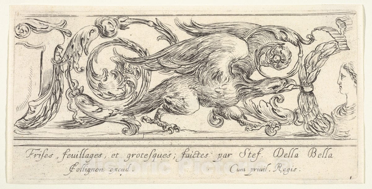 Art Print : Plate 1: an Eagle Walking Towards The Right - Artist: Francois Collignon - Created: c1638 : Vintage Wall Art