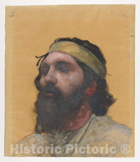 Art Print : Paul Buffet - Bust-Length Study of The Blind Homer : Vintage Wall Art