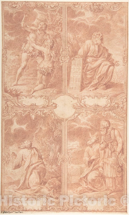 Art Print : Paul Decker The Younger - Four Scenes from The Old Testament : Vintage Wall Art