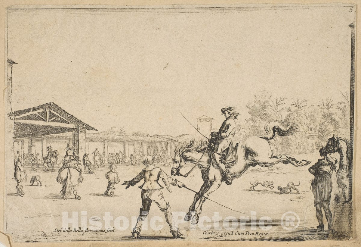 Art Print : A Riding School - Artist: Stefano Della Bella - Created: c1645 2 : Vintage Wall Art