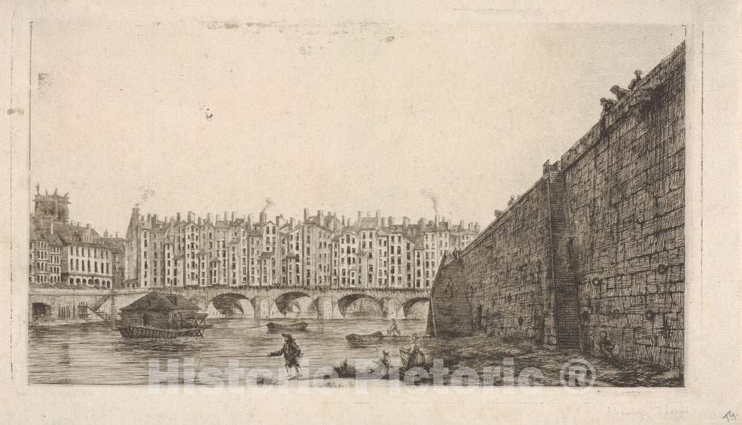 Art Print : Charles Meryon - Le Pont-au-Change vers 1784 : Vintage Wall Art