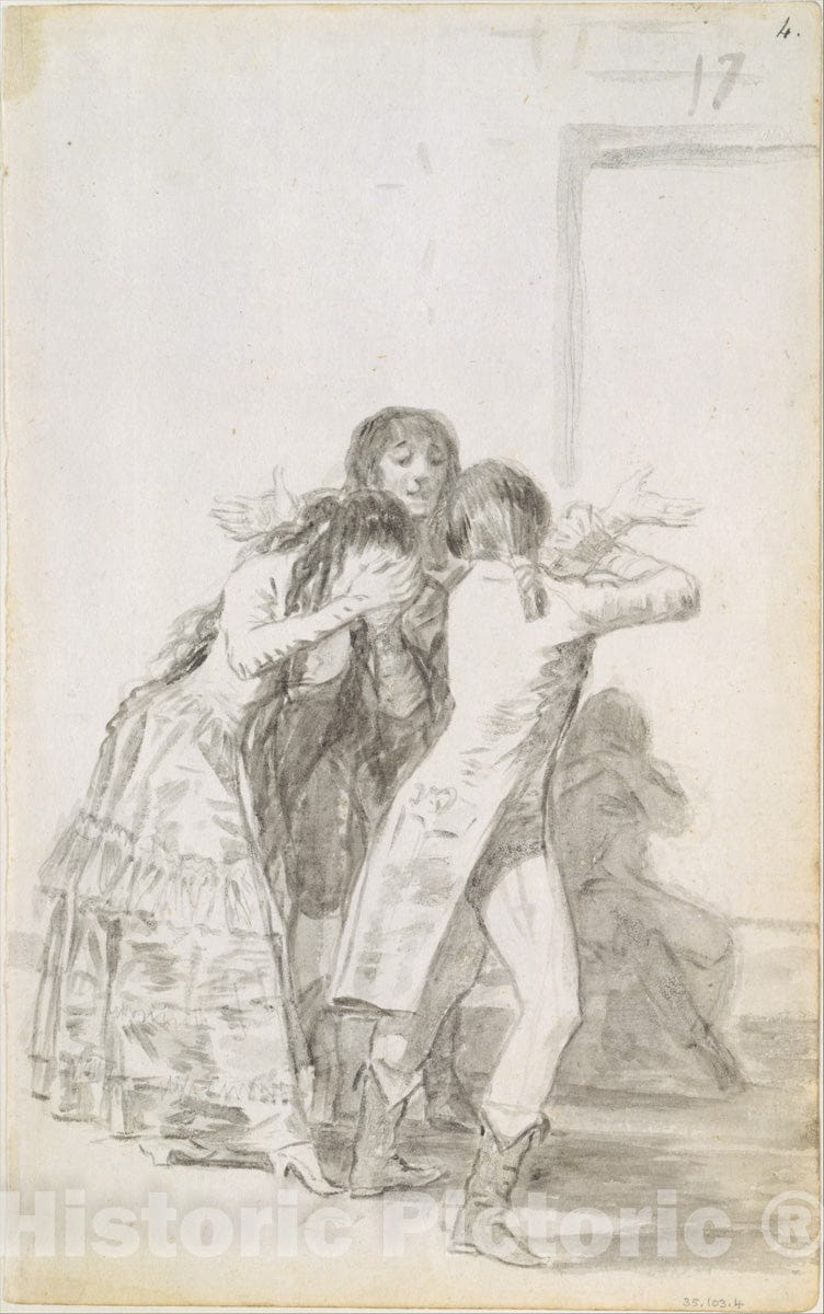 Art Print : Goya - Weeping Woman and Three Men : Vintage Wall Art