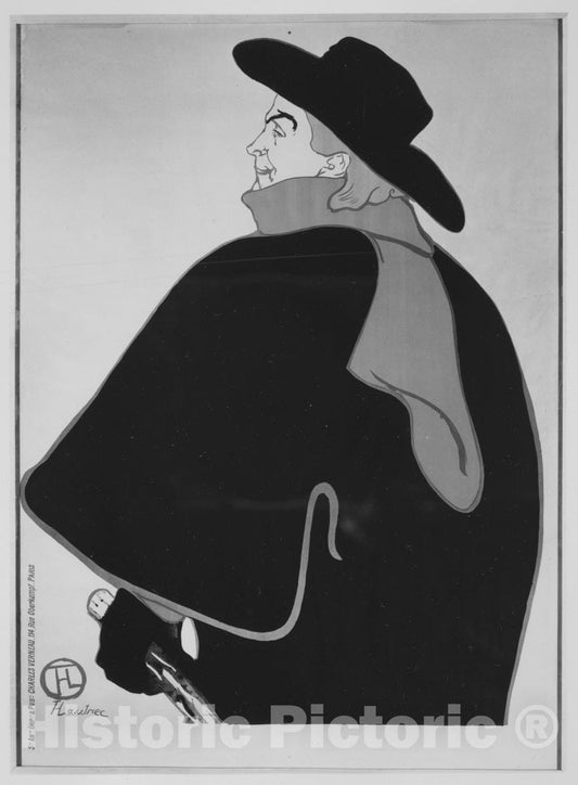Art Print : Henri de Toulouse-Lautrec - Aristide Bruant, Dans Son Cabaret : Vintage Wall Art