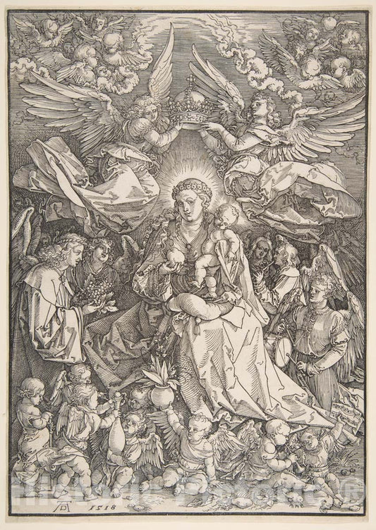 Art Print : Albrecht Dürer - The Virgin Surrounded by Many Angels 2 : Vintage Wall Art