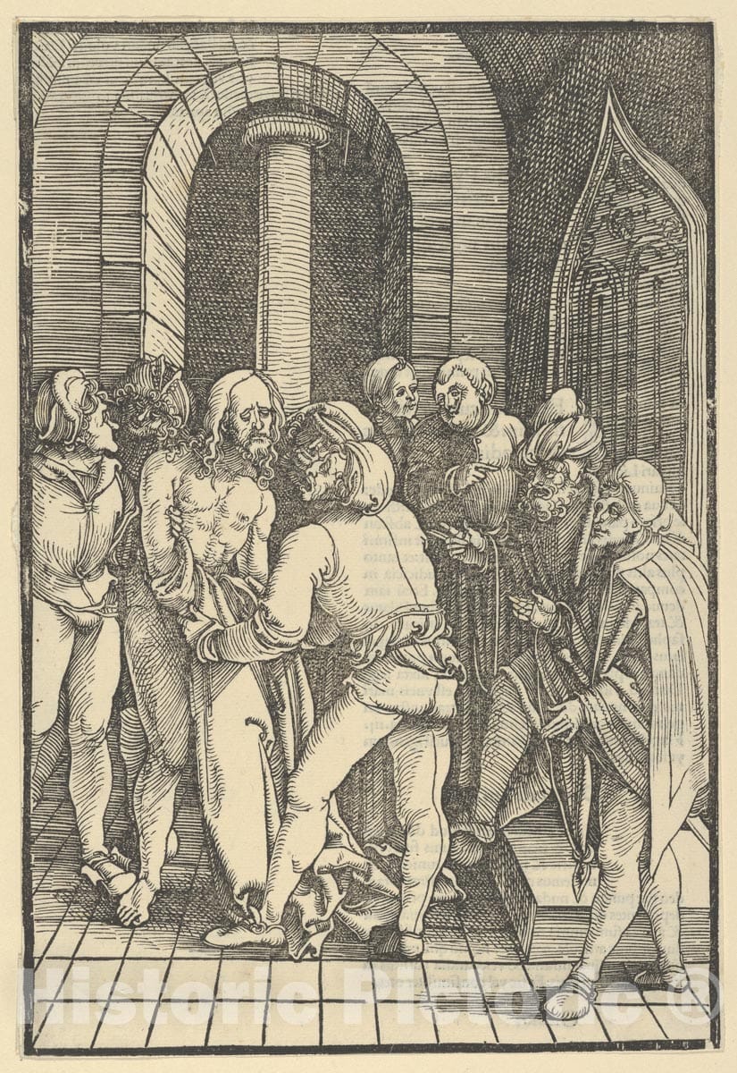 Art Print : Hans Schäufelein - Christ Stripped, from Speculum passionis Domini Nostri Ihesu Christi 2 : Vintage Wall Art