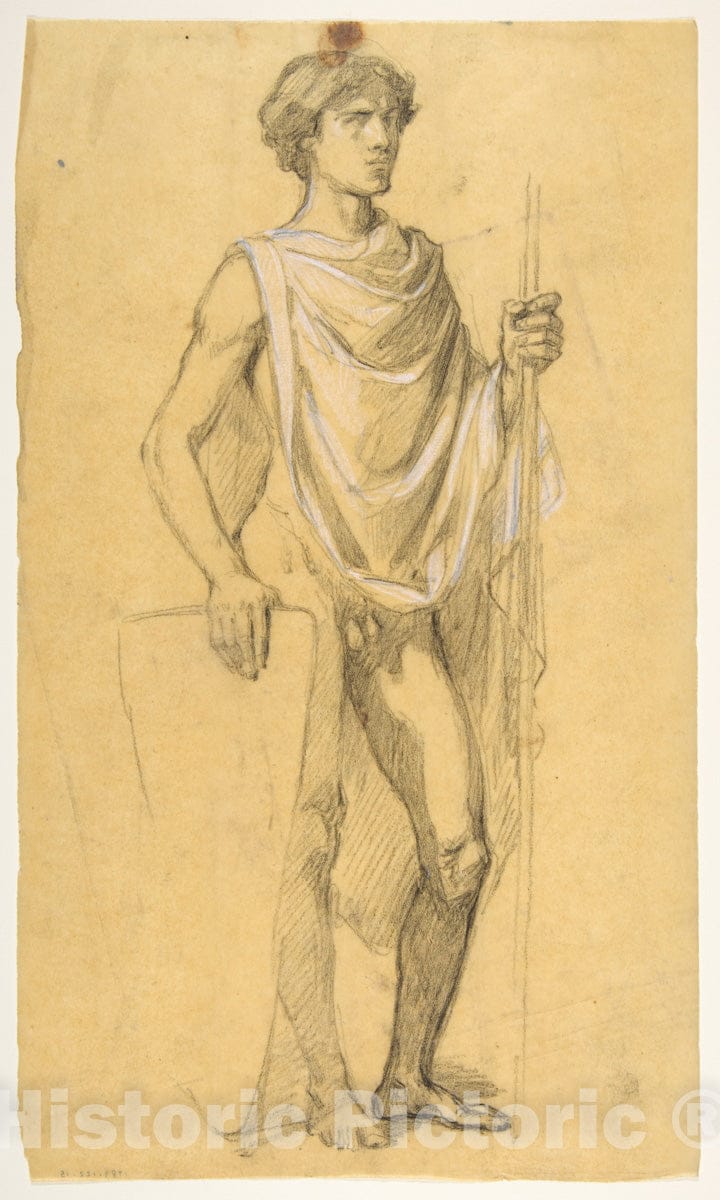 Art Print : Isidore Pils - Soldier (Middle Register; Study for Wall Paintings in The Chapel of Saint Remi, Sainte-Clotilde, Paris, 1858) : Vintage Wall Art