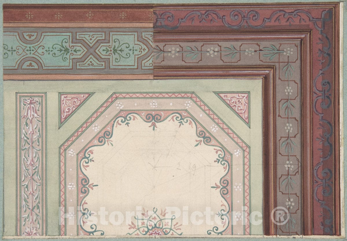 Art Print : Jules-Edmond-Charles Lachaise - Ceiling Design, Castle Blayney : Vintage Wall Art
