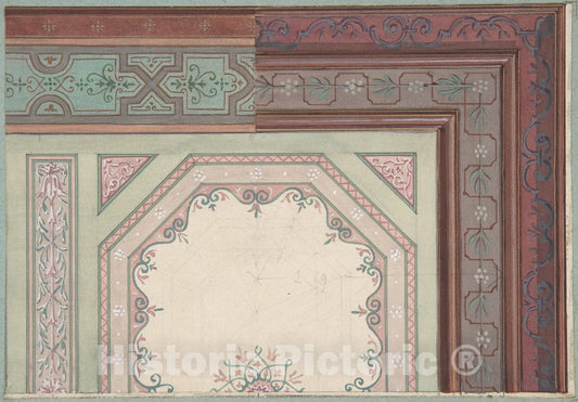 Art Print : Jules-Edmond-Charles Lachaise - Ceiling Design, Castle Blayney : Vintage Wall Art