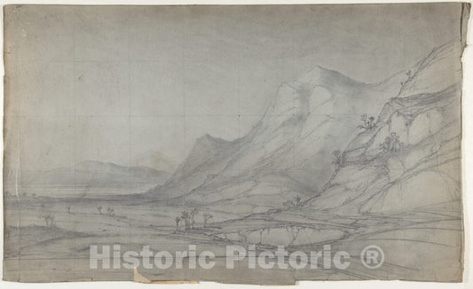 Art Print : Eugène Cicéri - Design for a Stage Set at The Opéra, Paris 14 : Vintage Wall Art