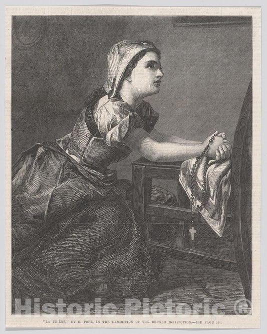 Art Print : William Luson Thomas - La Prière, from Illustrated London News : Vintage Wall Art