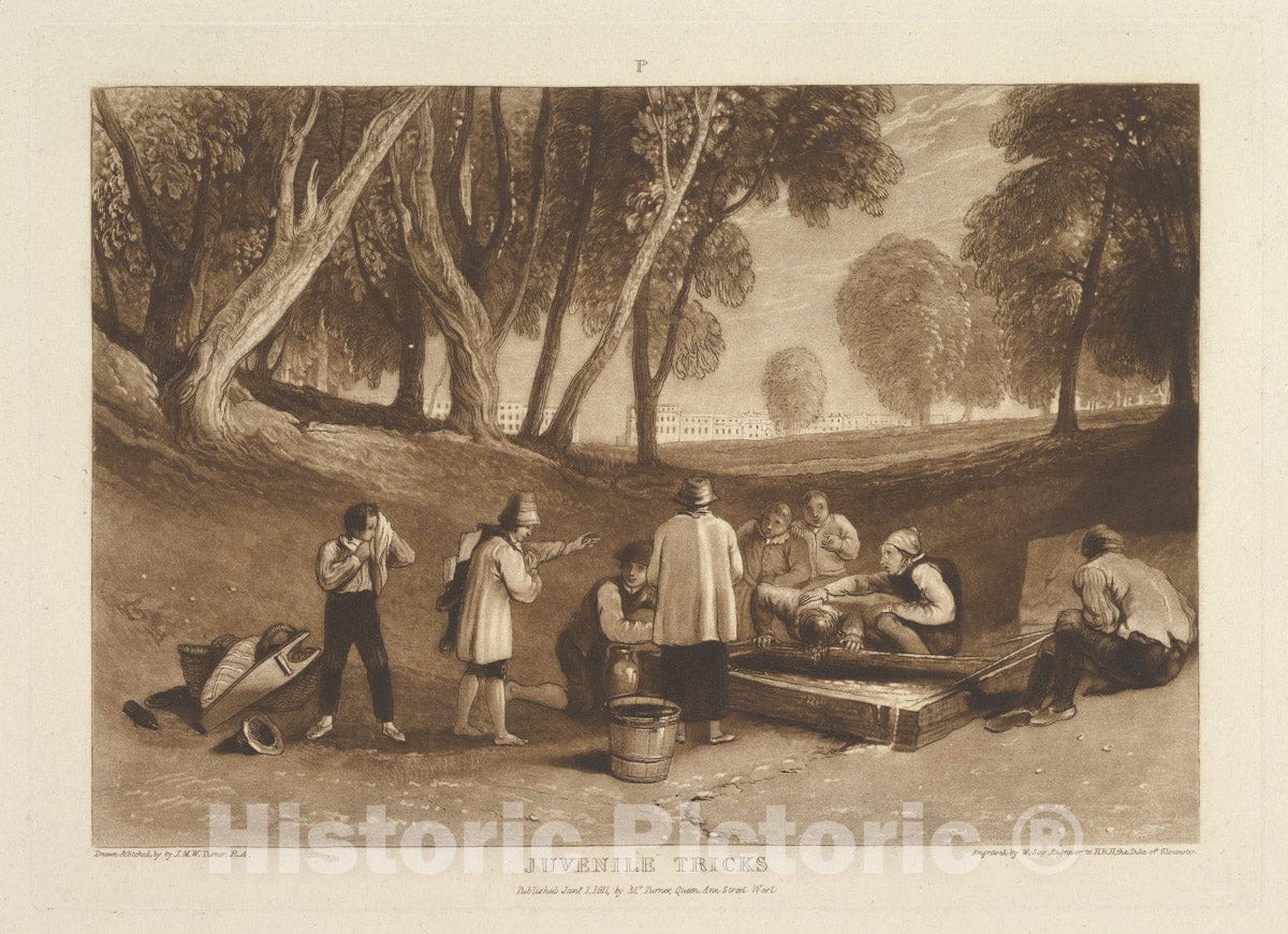 Art Print : Designed and Etched by Joseph Mallord William Turner - Juvenile Tricks (Liber Studiorum, Part V, Plate 22) 1 : Vintage Wall Art