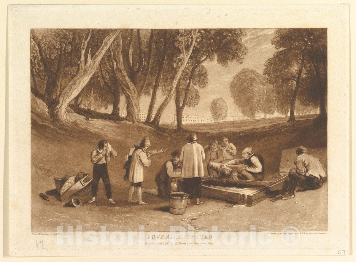 Art Print : Designed and Etched by Joseph Mallord William Turner - Juvenile Tricks (Liber Studiorum, Part V, Plate 22) 2 : Vintage Wall Art