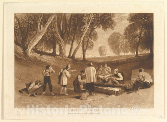 Art Print : Designed and Etched by Joseph Mallord William Turner - Juvenile Tricks (Liber Studiorum, Part V, Plate 22) 2 : Vintage Wall Art