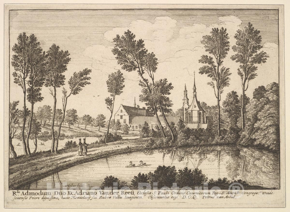 Art Print : Wenceslaus Hollar - Rothendael Abbey 1 : Vintage Wall Art