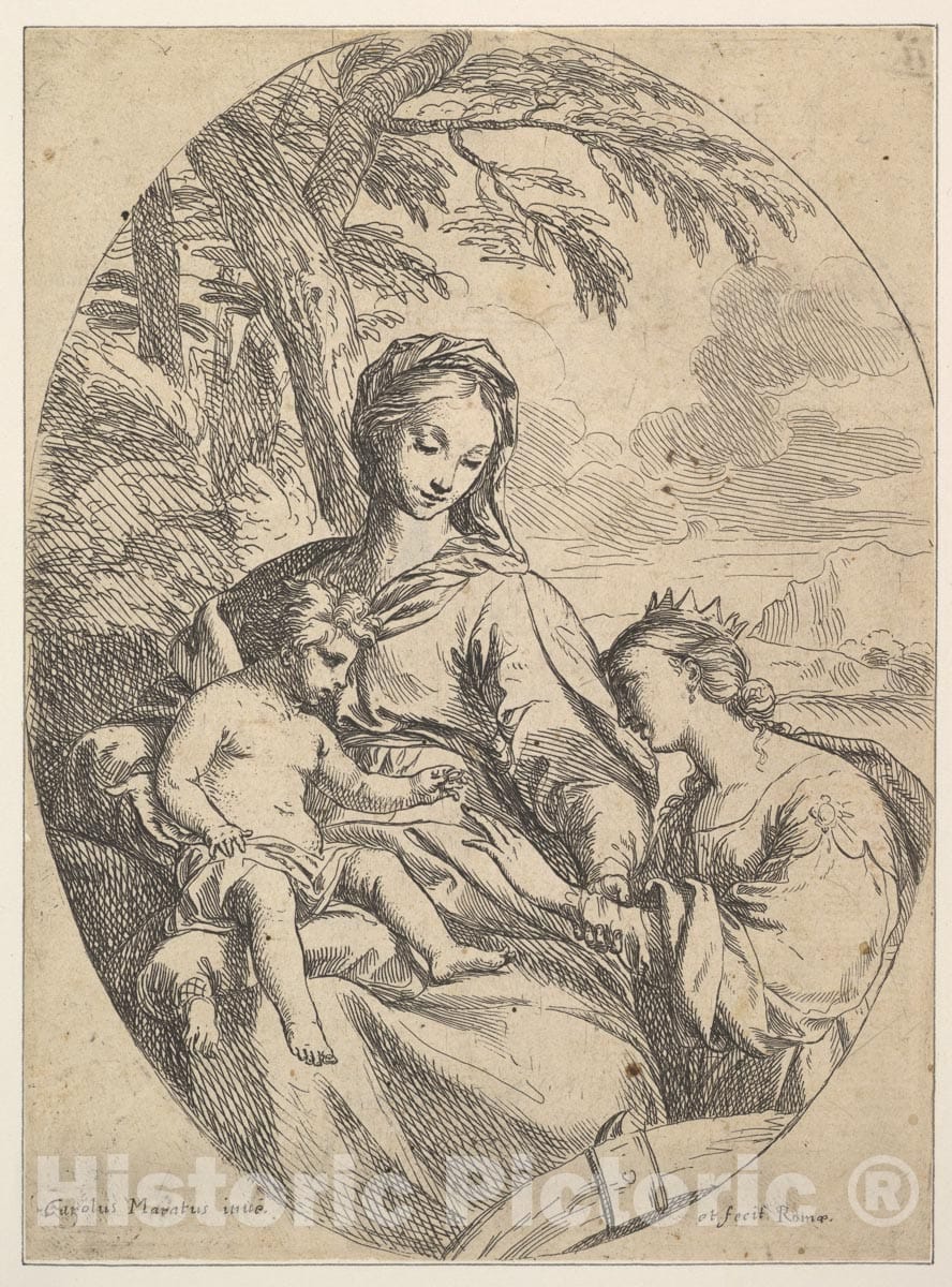 Art Print : Carlo Maratti - The Marriage of St. Catherine 2 : Vintage Wall Art