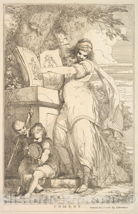 Art Print : Etched and published by John Hamilton Mortimer - Comedy (from Fifteen Etchings Dedicated to Sir Joshua Reynolds) : Vintage Wall Art