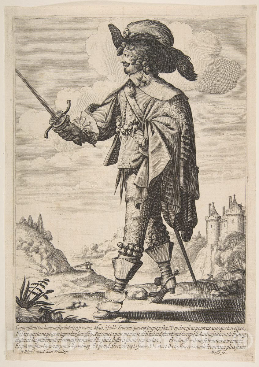 Art Print : Abraham Bosse - A Frenchman, Sword in Hand : Vintage Wall Art