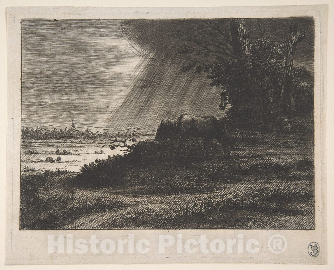 Art Print : Baron Dominique Vivant Denon - Landscape with Storm : Vintage Wall Art