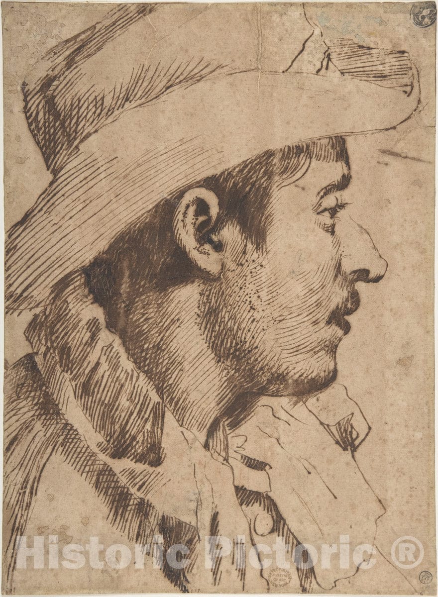 Art Print : Italian, Bolognese, 17th Century - Head of a Young Man : Vintage Wall Art