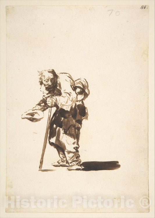 Art Print : Goya - Beggar with a Staff in His Left Hand, from Images of Spain Album (F), 70 : Vintage Wall Art