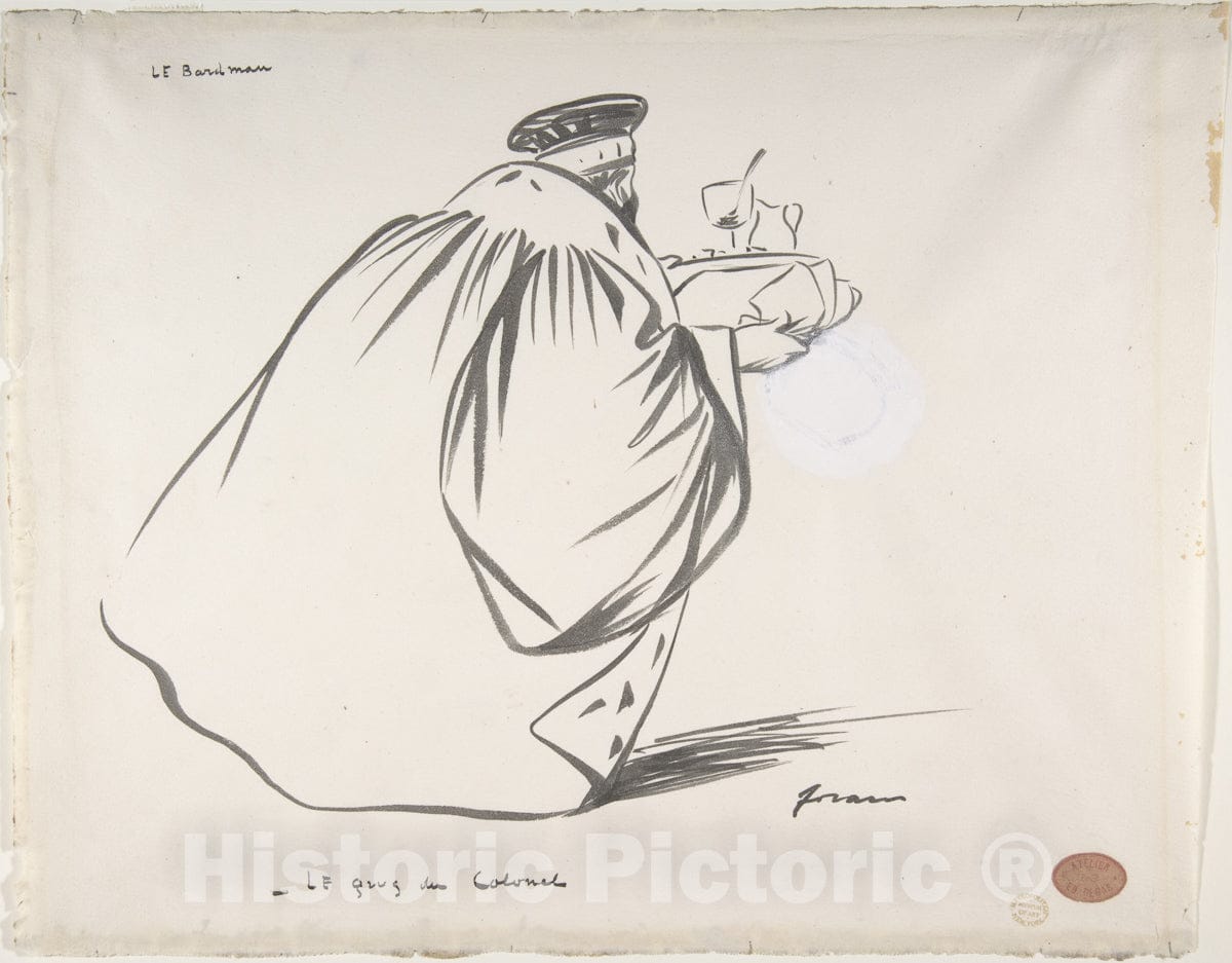 Art Print : Jean-Louis Forain - The Barman: The Colonel's Drink. Caricature of Criminal Court Judge, Alphonse Bard : Vintage Wall Art