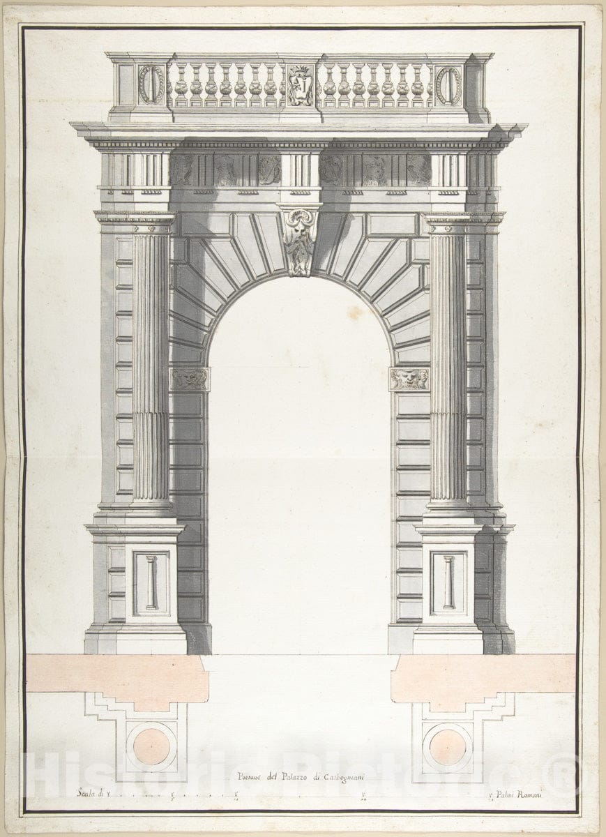 Art Print : Pietro Paolo Coccetti (Cocchetti) - Portone del Palazzo di Carbogniani : Vintage Wall Art
