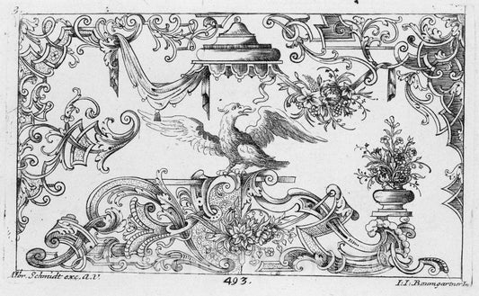 Art Print : Johann Jakob Baumgartner - Ganz Neu Inventiertes Laub und Bandelwerck zu Finden bey Albrecht Schimdt : Vintage Wall Art