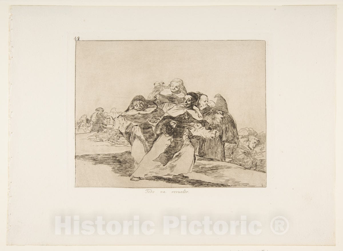 Art Print : Goya - Plate 42 from 'The Disasters of War' (Los Desastres de la Guerra): 'Everything is topsy-turvey.' : Vintage Wall Art