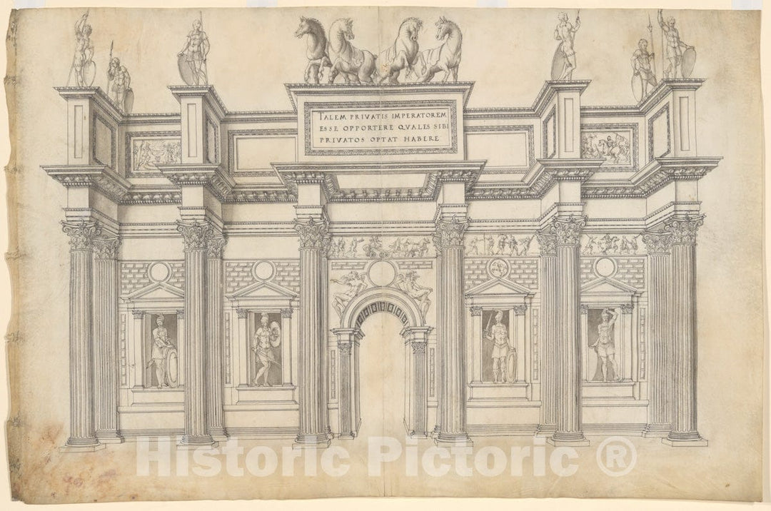 Art Print : Jacques Androuet Du Cerceau - A Monumental Archway with Five Bays in The Corinthian Order : Vintage Wall Art