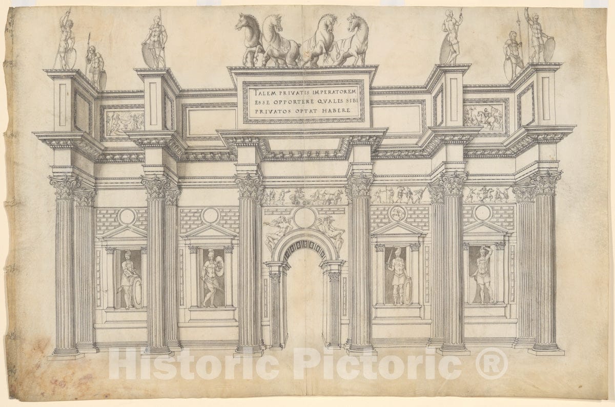 Art Print : Jacques Androuet Du Cerceau - A Monumental Archway with Five Bays in The Corinthian Order : Vintage Wall Art
