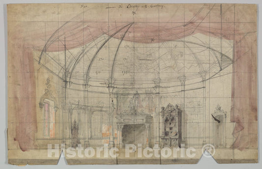 Art Print : Eugène Cicéri - Design for a Stage Set 15 : Vintage Wall Art