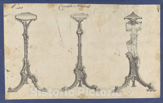 Art Print : Thomas Chippendale - Candle Stands, in Chippendale Drawings, Vol. I 2 : Vintage Wall Art