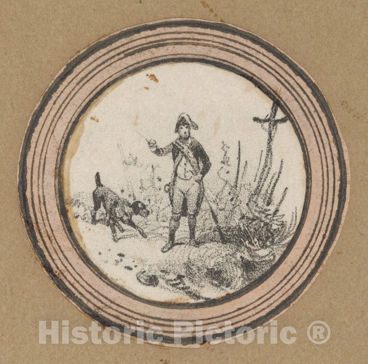 Art Print : Victor Adam - Standing Soldier with a Dog and a Crucifix : Vintage Wall Art