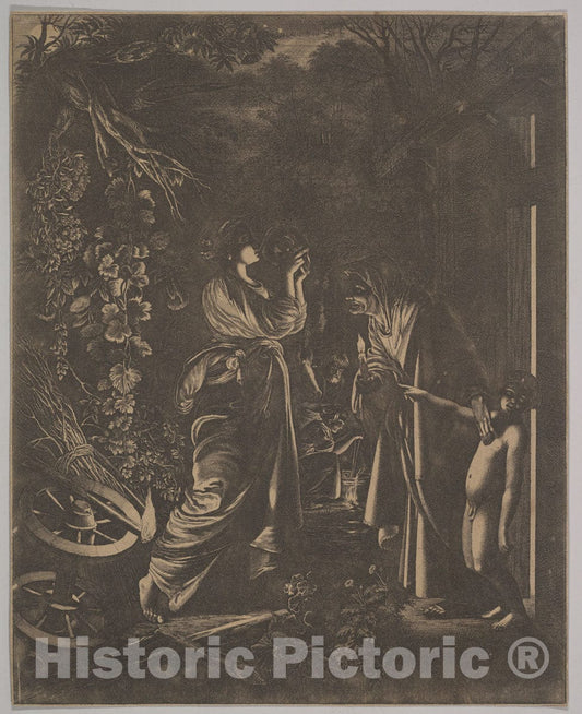 Art Print : Wenceslaus Hollar - Ceres Seeking Her Daughter or Ceres and Stillio : Vintage Wall Art